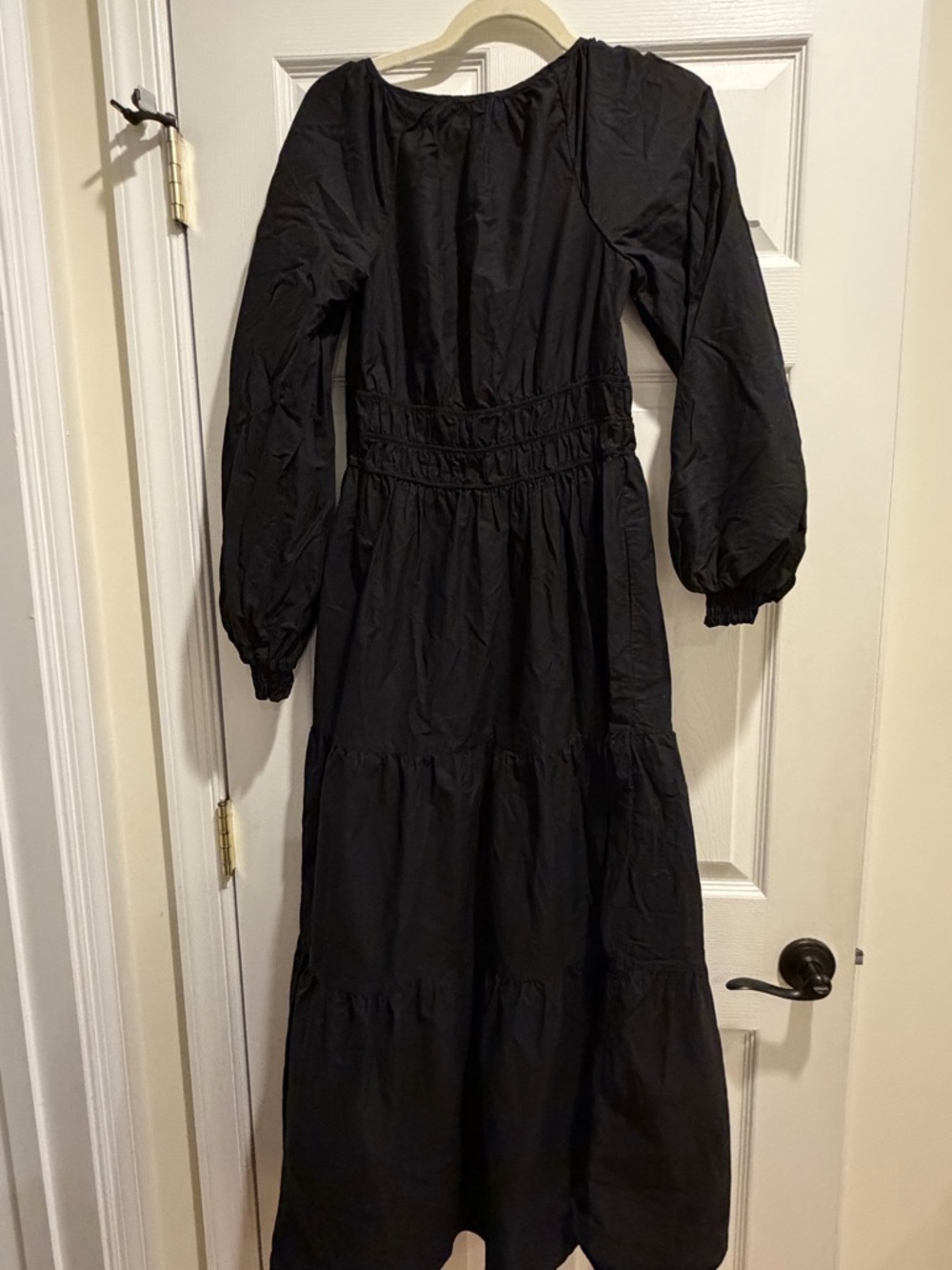 Anthropologie Black Long Puff-Sleeve Tiered Maxi Dress - Picture 12 of 12